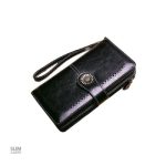 Portefeuille long en cuir avec finition soignée