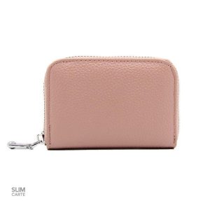 Porte-cartes compact en cuir avec fermeture zippée